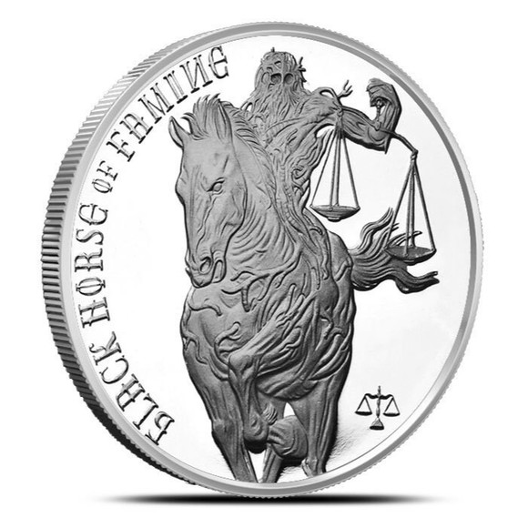 Black Horse of Famine 1 oz Silver Round | Four Horsemen of the Apocalypse. - Picture 3 of 3